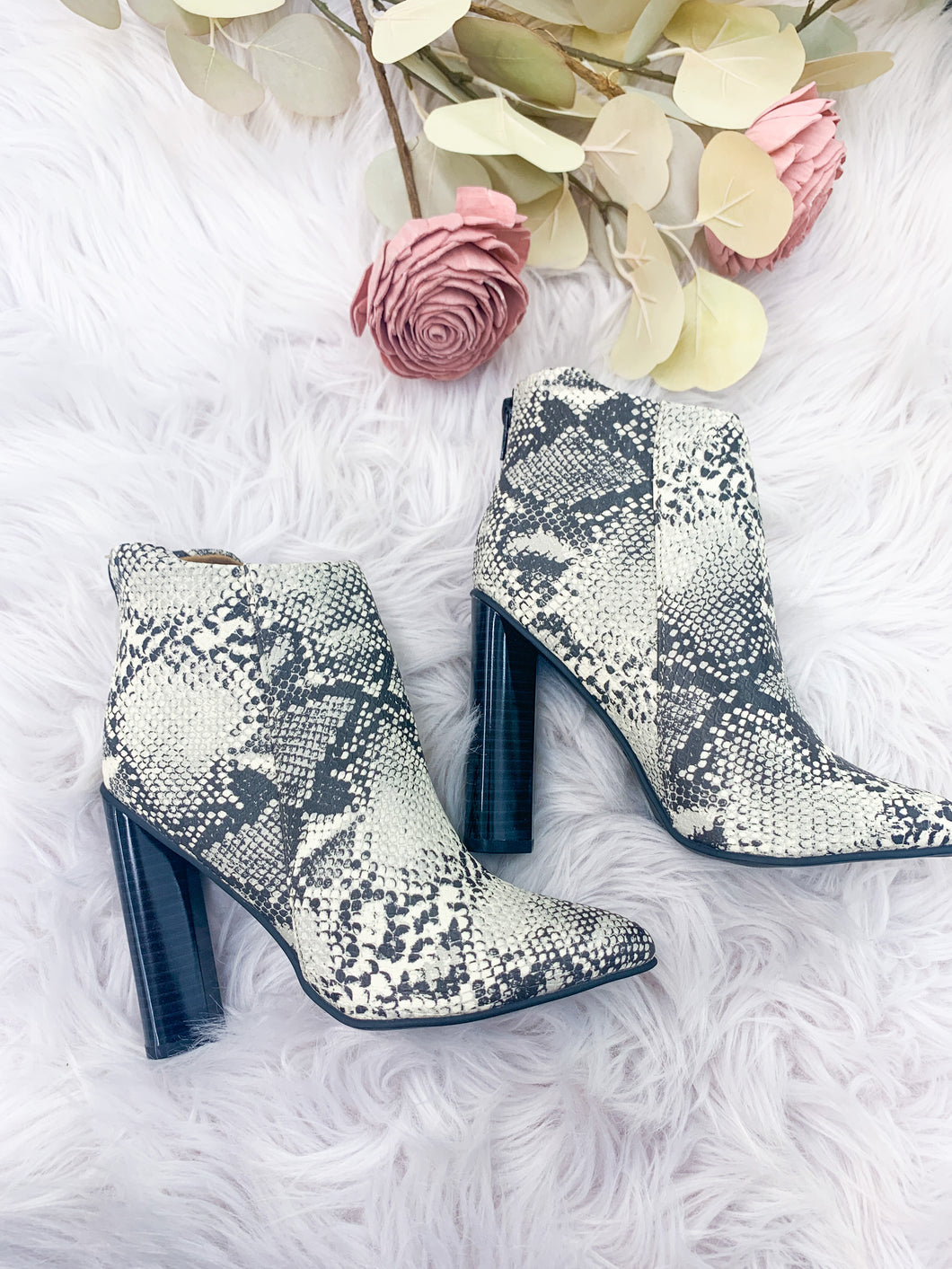 Izzy Snakeskin Booties