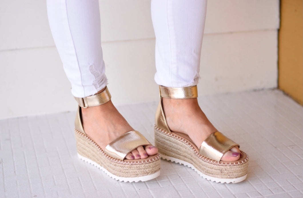 Cassidee Platform Espadrille- Gold