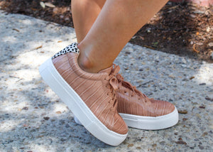 Lacy Nude Croc Animal Print Sneaker