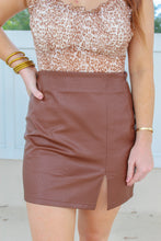 Load image into Gallery viewer, Laney Leather Slit Skirt- Chocolate
