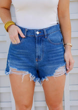 Load image into Gallery viewer, Denim Distressed Frayed High- Waisted Shorts
