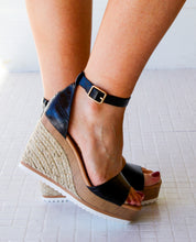 Load image into Gallery viewer, Josie Espadrille Wedge- Black
