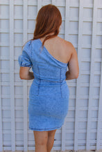 Load image into Gallery viewer, Parker One Shoulder Denim Dress- Denim
