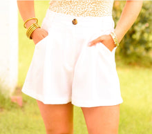 Load image into Gallery viewer, Pearline High Waisted Pleated Shorts- White
