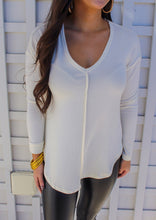 Load image into Gallery viewer, Ashley V Neck Long Sleeve High-Low Top- Cream
