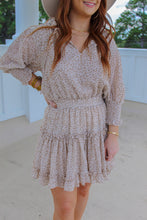 Load image into Gallery viewer, Julie Cheetah Smocking Ruffle Dress- Taupe
