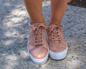 Lacy Nude Croc Animal Print Sneaker