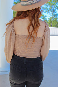 Eloise Gathered Crop Top- Khaki