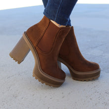 Load image into Gallery viewer, Think Twice Chunky Bootie- Chestnut
