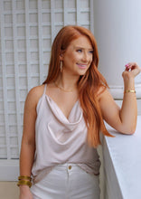 Load image into Gallery viewer, Kelly Cowl Neck Satin Cami- Ecru
