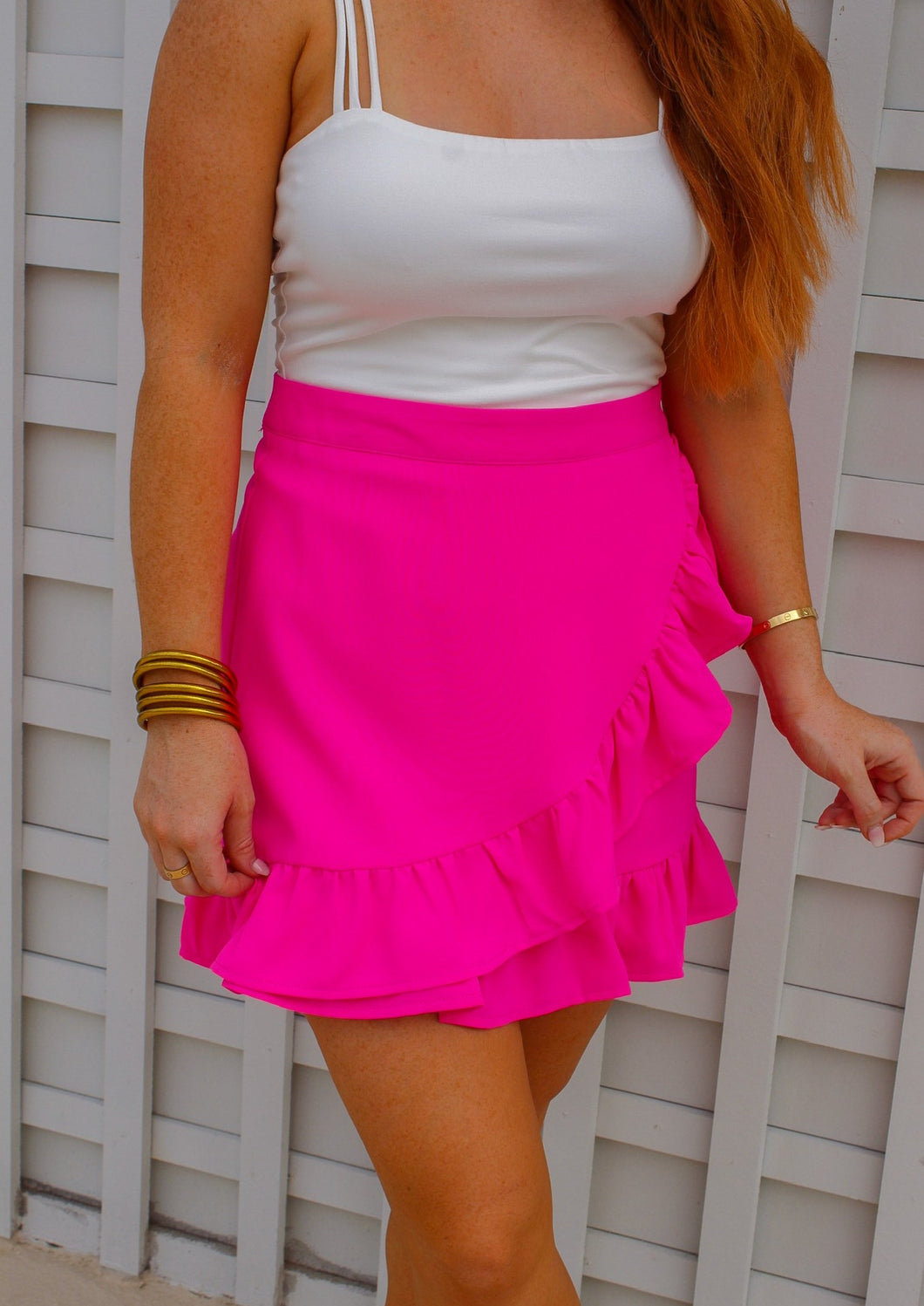 Isabel Ruffled Skirt- Hot Pink