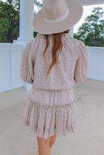 Load image into Gallery viewer, Julie Cheetah Smocking Ruffle Dress- Taupe
