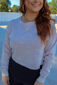 Dana Crew Neck Long Sleeve Crop- Lilac Fog