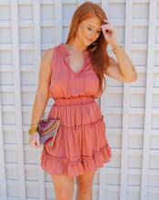 Load image into Gallery viewer, Allison Sleeveless Smocked Ruffle Dress- Apricot
