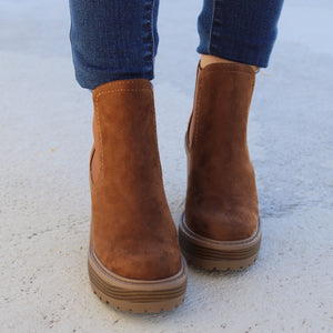 Think Twice Chunky Bootie- Chestnut